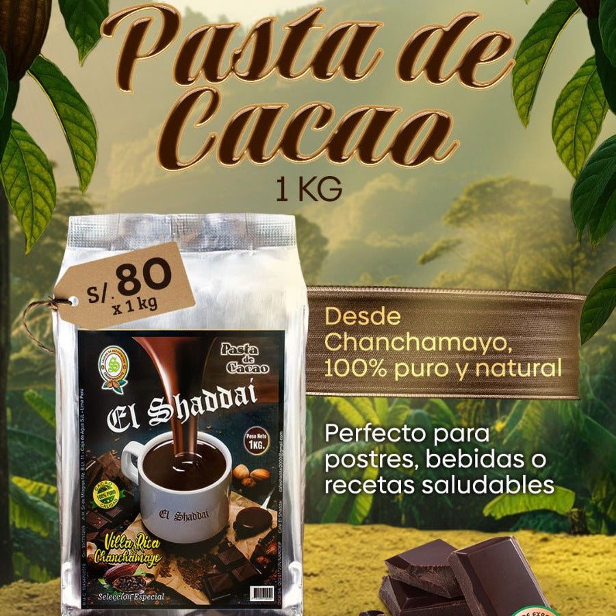 Pasta de Cacao Artesanal 100% Puro 1kg (Grado Premium sin azúcar) | Energía Natural de la Selva